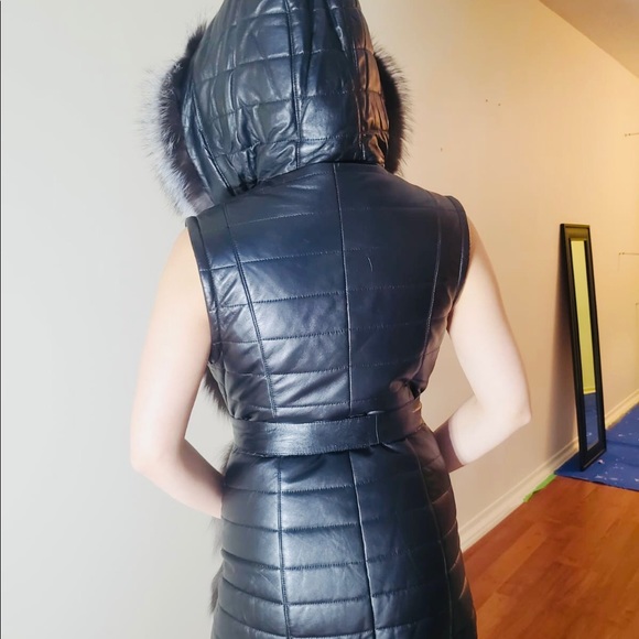 2-in-1 winter leather jacket with silver fox - Picture 13 of 16